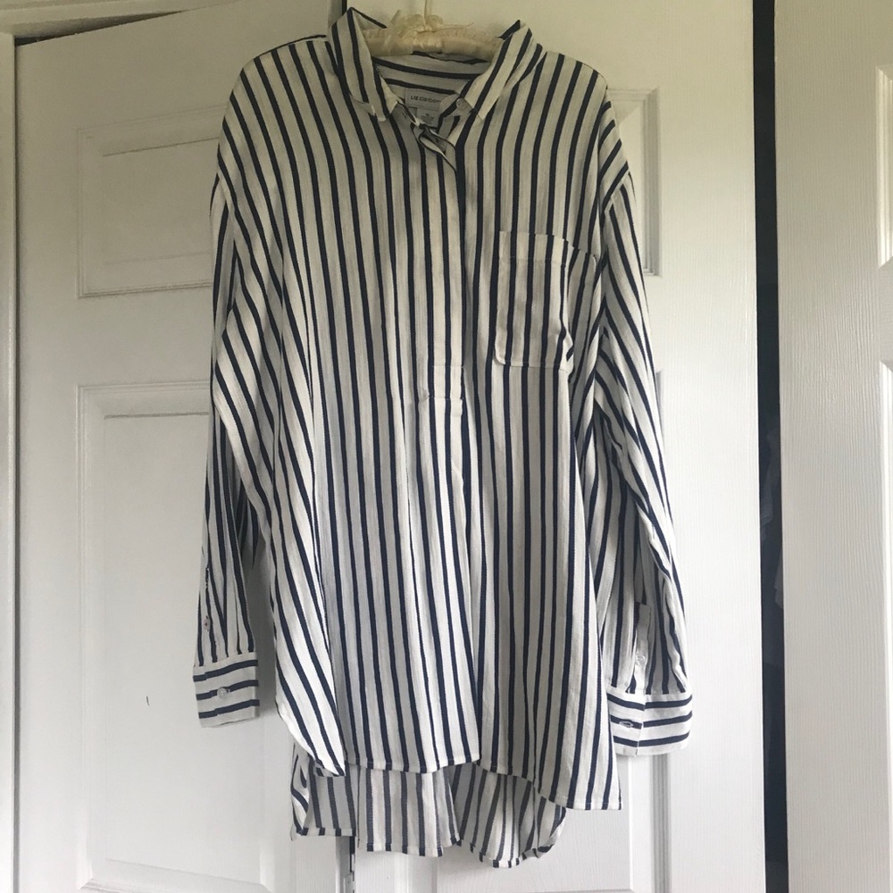 Liz Claiborne Oversized Pop-over Striped Shirt